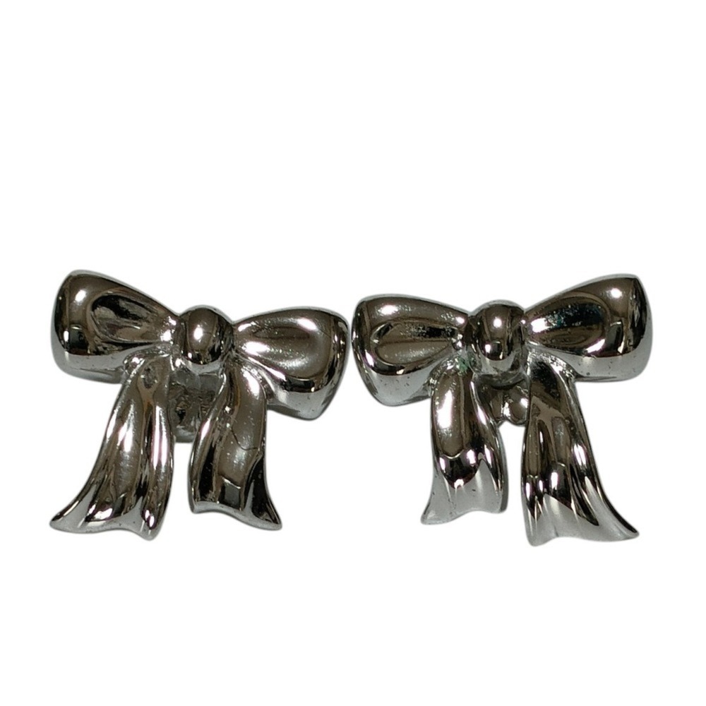 TIFFANY&Co. Tiffany 925 Ribbon Motif Stud Earrings, Silver, Women's